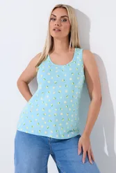 Women's Lemon Vest Top in Light Blue Size: 14 - Light Blue - Size: 14