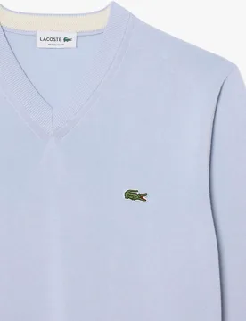 Jersey de hombre de cuello de pico de algodón monocolor - Lacoste - FashionsVida