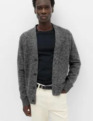 Lambswool Blend V-Neck Cardigan Grey male