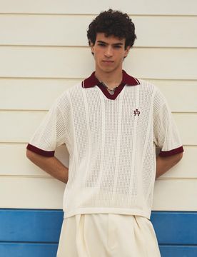 Polo Imprimé À Manches Courtes L Blanc Cassé