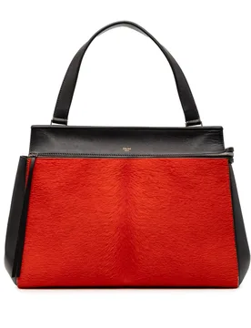 Medium Bicolor Leather and Pony Hair Edge Handbag - Celine - FashionsVida