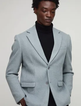 Men's Relaxed Fit Melton Single Breasted Blazer Grey Size 42 Grey 42 - boohooMAN - FashionsVida
