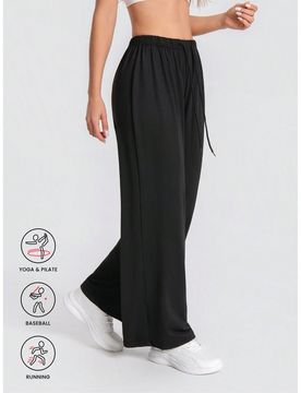 Pieza Pantalón de chándal casual de mujer de unicolor con cordón, pantalón de yoga suave y suelto, ropa deportiva para gimnasio y uso al aire libr