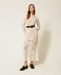 Robe longue en maille d'alpaga mélangé jacquard