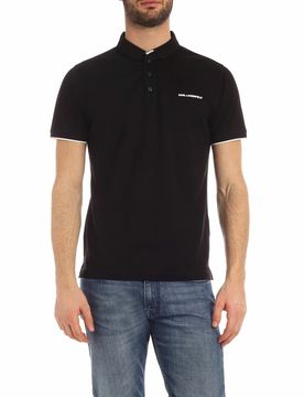 Polo nera con logo bianco