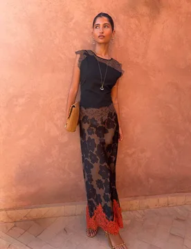 Jersey Lace Top Brown Mix female - Never Fully Dressed - FashionsVida