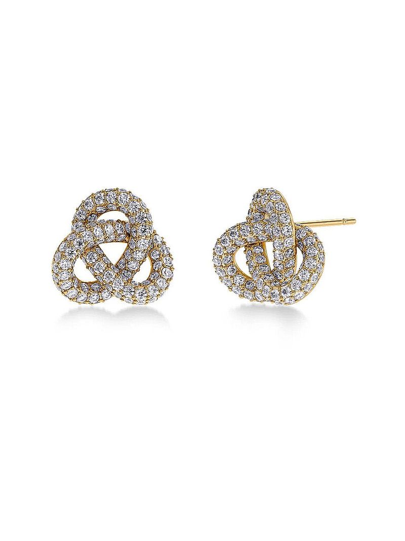 Pendientes INFINITY KNOT SPARKLE STUDS Large Gold oro