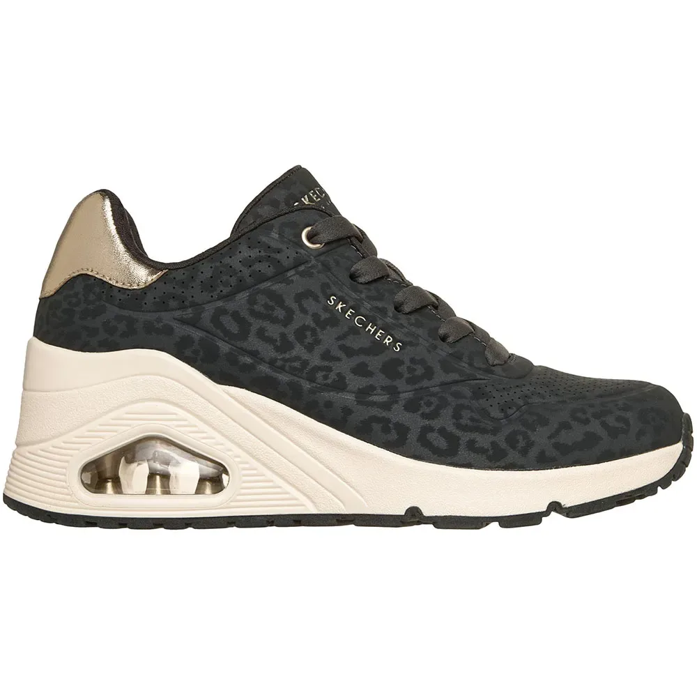 Sneaker Uno Wedge Black Durabuck / Rose Gold Trim EU 39 - Skechers - FashionsVida