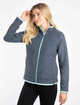 Women's Ariana Full Zip Grid Fleece Jumper in Mid Navy Size: 16 - Mid Navy - Size: 16 - Weird Fish - FashionsVida
