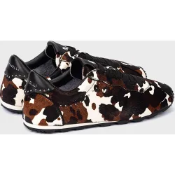 Zapatillas de mujer de piel con cordones en color