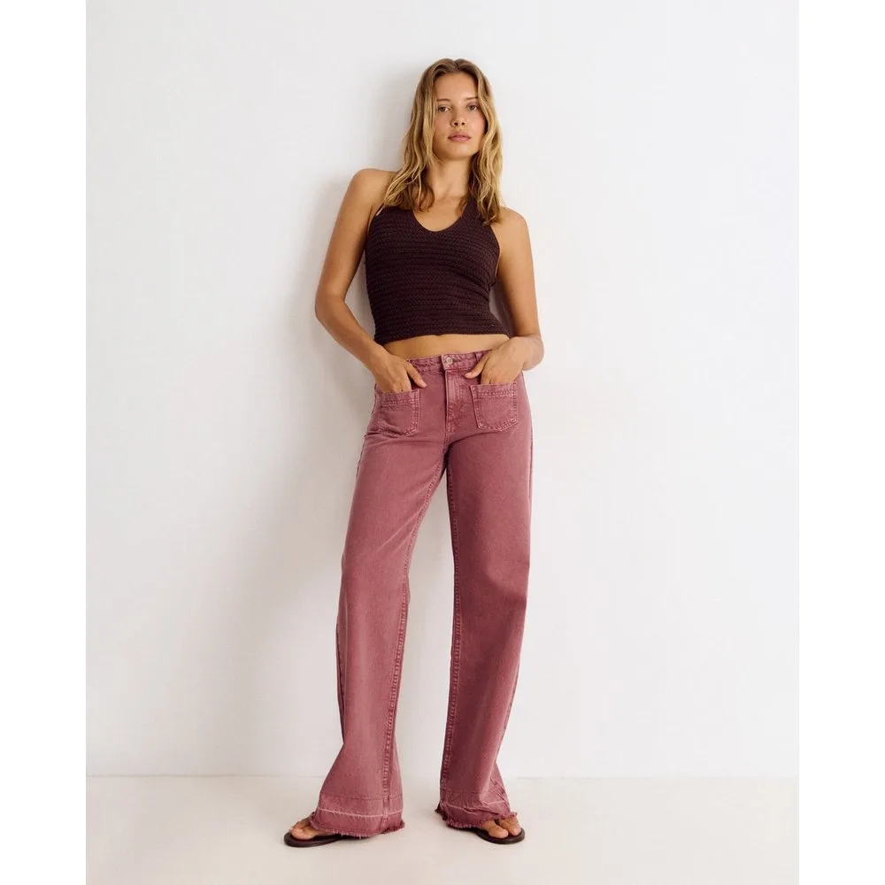Pantalón recto de mujer con bolsillos frontales - Brownie - FashionsVida