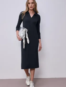 Midi-Kleid mit seitlichen Schlitzen female Blau