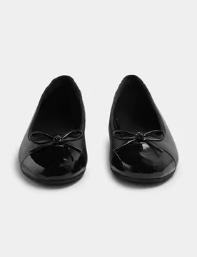 Kids' Leather Bow Ballet School Shoes (13 Small - 7 Large) Black Female - M&S - FashionsVida