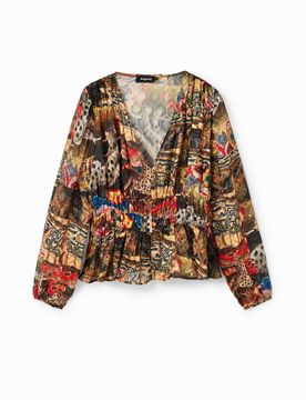 Blouse tapisserie M. Christian Lacroix, Polyester, Marron, XS