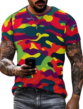 Men's 3D Printed Short Sleeve T-Shirt - Cool & Lightweight Bold Print, Men's Party Top, Smooth Fabric - Aliexpress - FashionsVida