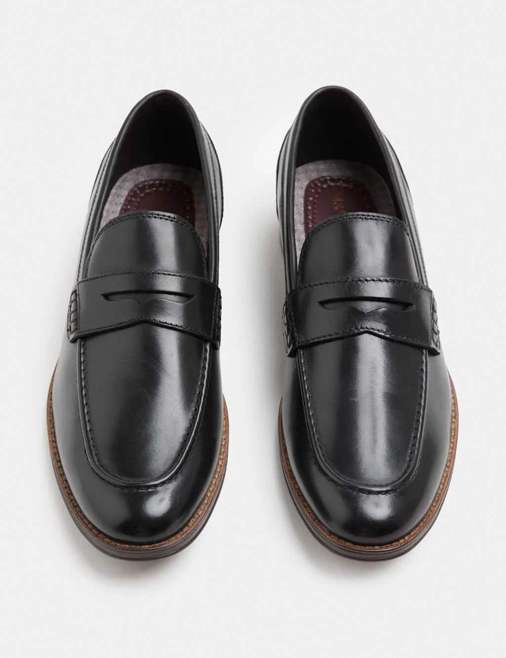 M&S Leather Loafers Black male - M&S - FashionsVida