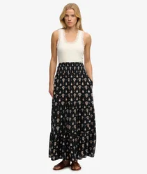 Superdry Damen Print Maxirock Black - Größe: 40