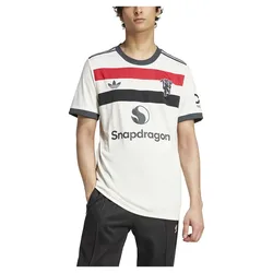 T-shirt à Manches Courtes Manchester United 24/25 3 Stripes Off White S
