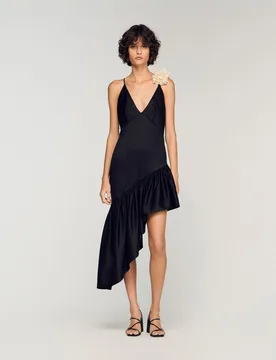 Vestido corto asimétrico entallado - sandro - FashionsVida