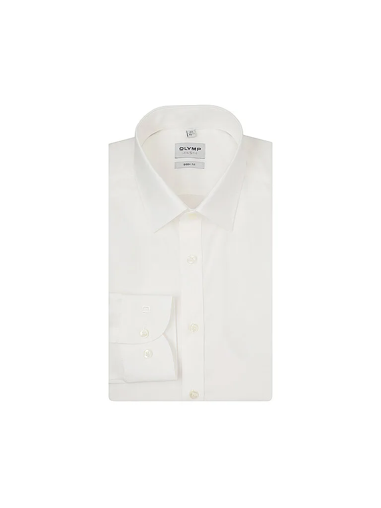 Camisa Body Fit Manga Extralarga beige 40 - Olymp Level Five - FashionsVida