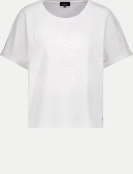 Kurzarm-Sweatshirt mit Schriftzug Weiß 42 - monari - FashionsVida