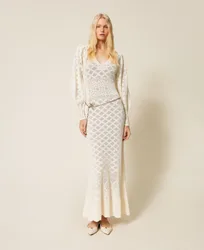 Robe longue en maille avec motif floral