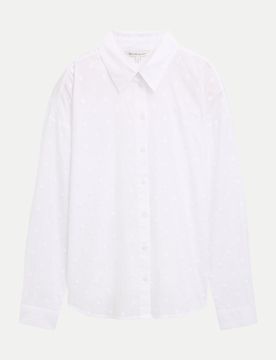 Bluse mit gepunkteter Struktur Weiß S