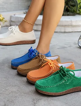 Lace-up Plus-size Casual Single Shoes for Women, New Spring/Autumn 2025 Fleece European and American Comfortable Loafers，36-43 - Aliexpress - FashionsVida
