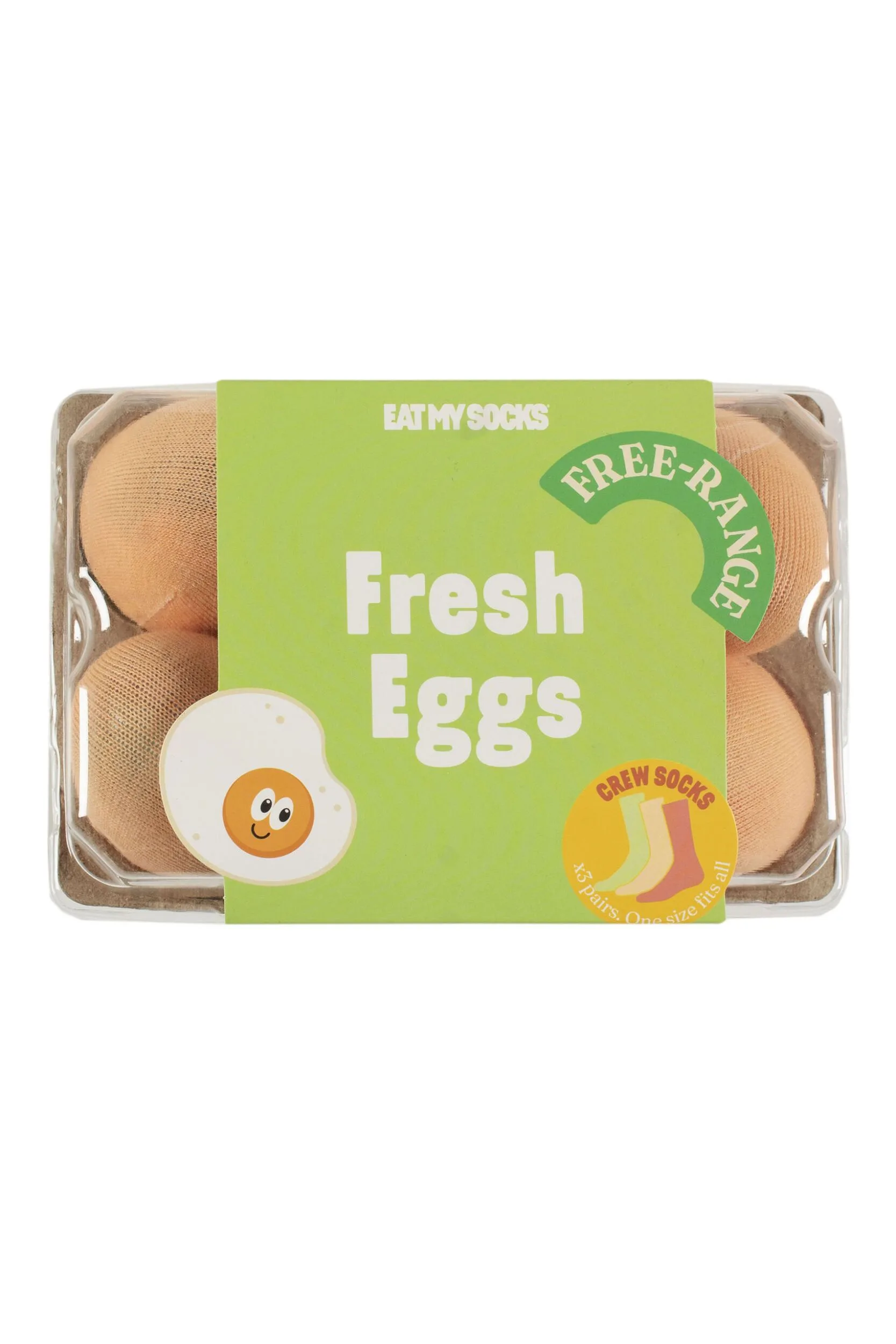 Pair Fresh Eggs Cotton Socks Eggs One Size - Multi Coloured - Size: One Size - EAT MY SOCKS - FashionsVida