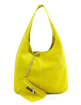Spacious Slouch Genuine Italian Suede Tote Handbag - Yellow - Size: One Size - Kitise - FashionsVida