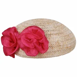 Paper Straw Beret with Sinamay by - pink - Damen - Size: One Size