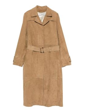 Trench Lungo In Camoscio Con Cintura