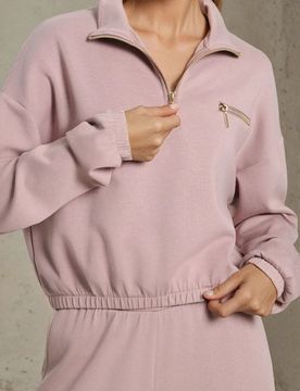 Felpa con collo rialzato - rosa cipria
