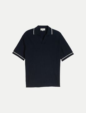 Strick-Poloshirt Blau XL