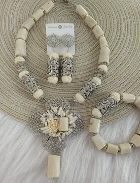 White Natural Coral Beads, Nigerian Wedding Coral Jewelry Set - Aliexpress - FashionsVida