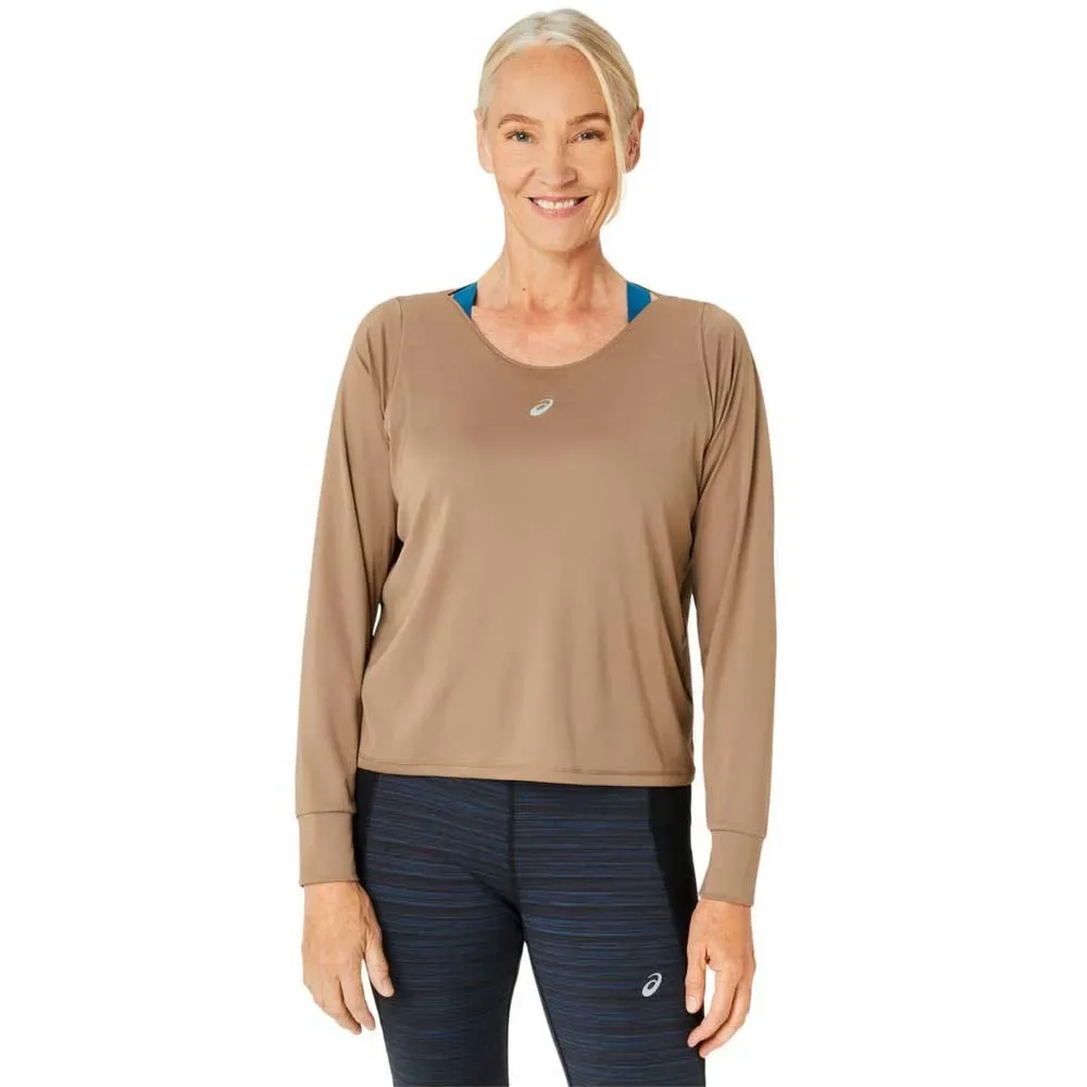 Maglietta A Maniche Lunghe Nagino Run Pepper / Oatmeal M - Asics - FashionsVida