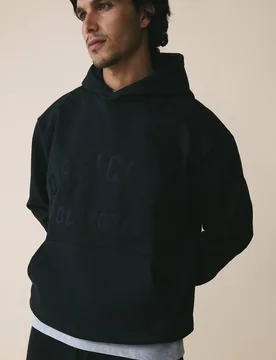 Men's 500GSM Heavyweight Essential Embroidered Oversized Hoodie Black Size X-Large Black XL - boohooMAN - FashionsVida