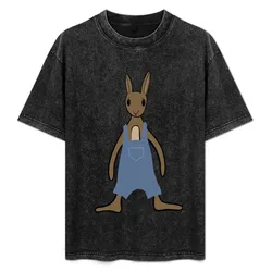 Stuffed Bunny in Overalls T-Shirt Outdoor Sports Short Sleeve Top
