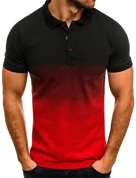 Men’s Gradient Print Round Neck Short Sleeve Polo Fitness Collar Regular Fit Casual Paisley Polo Shirt Casual Polo Shirt - Aliexpress - FashionsVida