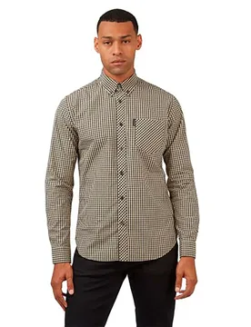 Camicia A Maniche Lunghe Signature Gingham Black M - Ben sherman - FashionsVida
