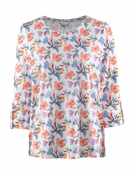 Baumwoll-Modal-Shirt - Offwhite geblümt - female - Size: 46 - Avena - FashionsVida