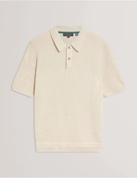 Women's Caelum Ss Herringbone Placement Stitch Polo Natural Size: Large - Natural - Size: L - Debenhams - FashionsVida