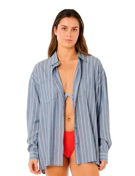 Chemise à Manches Longues Beach Days Pinstripe Dusty Blue 2XS