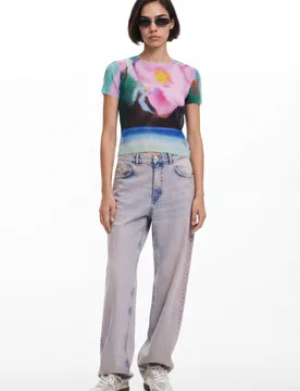 T-shirt paysage estompé GREEN M female - Desigual - FashionsVida