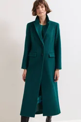 Women's Lydia Long Wool Coat in Turquoise Size: 12 - Turquoise - Size: 12