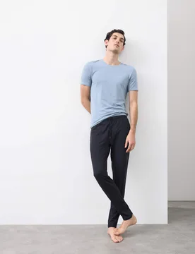 Supima® Cotton Blend Slim Fit Pyjama Bottoms Navy male - Autograph - FashionsVida