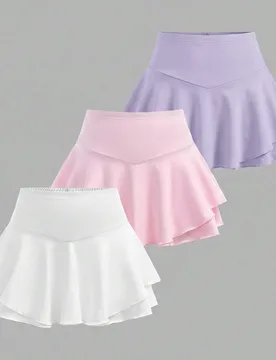 Conjunto de vestido y pantalones cortos deportivos de unicolor de punto para niñas preadolescentes, compra 1 y llévate 2 - Shein - FashionsVida