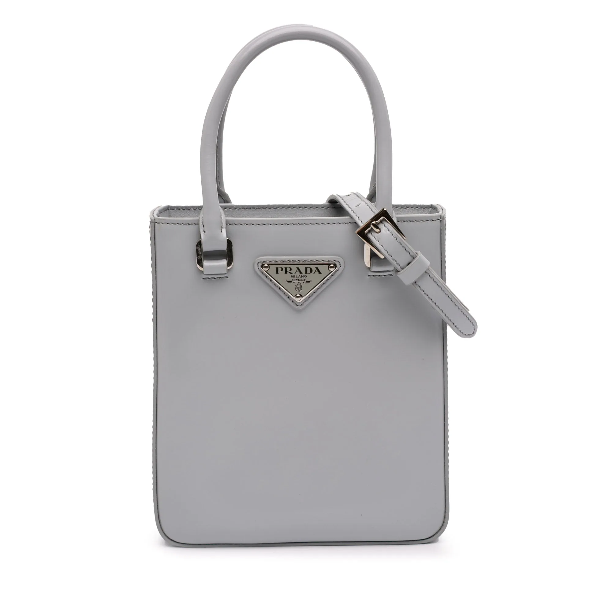 Small Leather Brushed Tote - Prada - FashionsVida