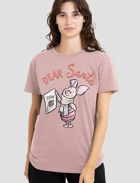 Winnie The Pooh Dear Santa From Piglet T-Shirt, Pink - Pink - Size: M - Disney - FashionsVida