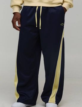 Herren Weite Jogginghose Mit Einsätzen Aus Trikot Navy Größe Large